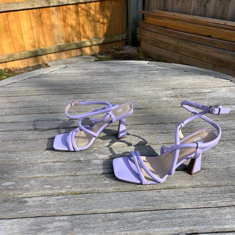 Bp. Ashlyn‎ Purple Square Toe Strappy Heeled Sandals size 6.5